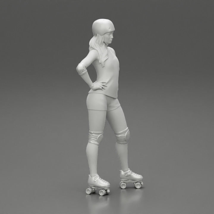 Derby girl standing posing with hands on hips