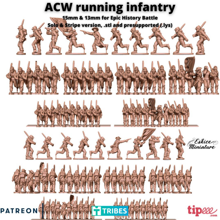 ACW running infantry - 15mm EHB image