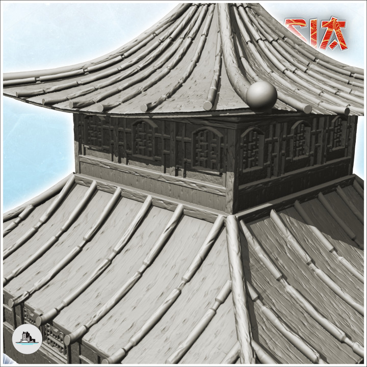 Asian building with double roof and floor (23) - Medieval Asia Feudal Asian Traditionnal Ninja Oriental image