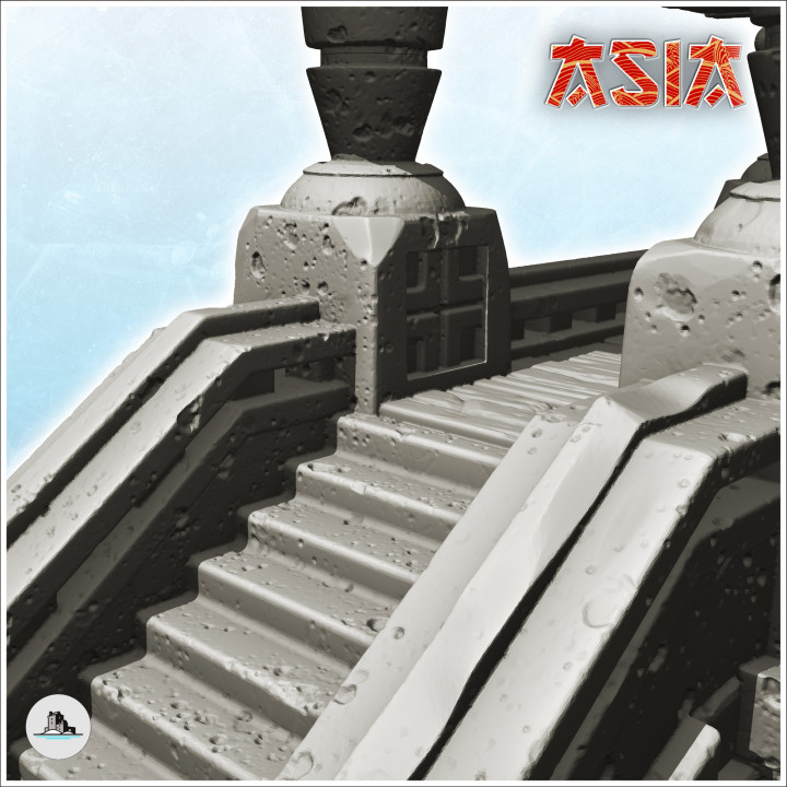 Asian bridge with double stairs and roof (20) - Medieval Asia Feudal Asian Traditionnal Ninja Oriental