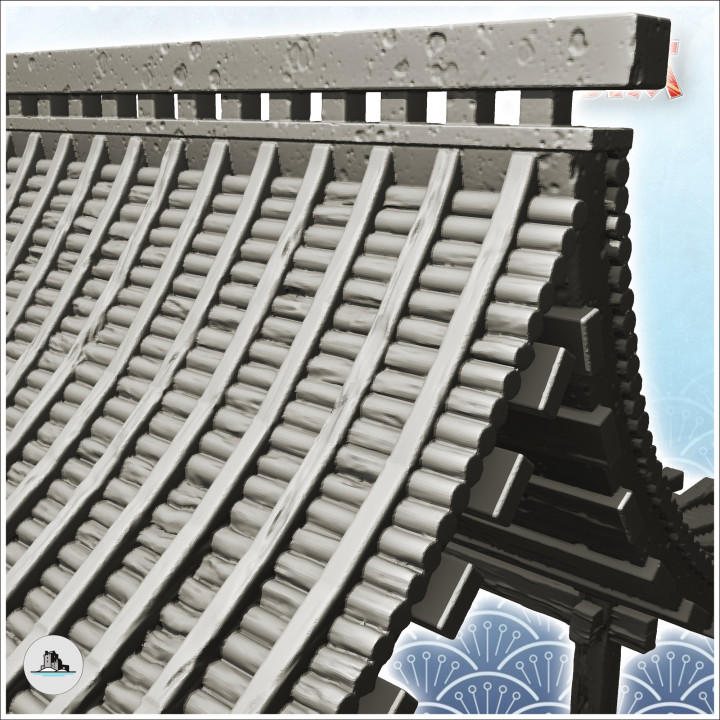Asian building on platform with large access staircase (27) - Medieval Asia Feudal Asian Traditionnal Ninja Oriental