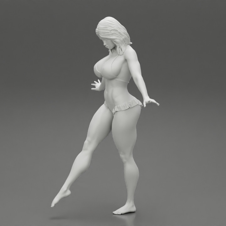 Pretty Bikini Model Standing On One image