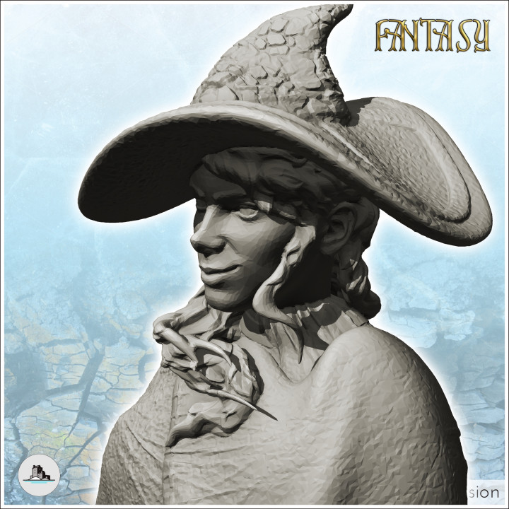 Armed gentleman with cape and pointed hat (16) - Medieval Fantasy Magic Feudal Old Archaic Saga 28mm 15mm