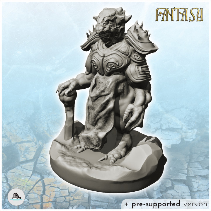 Evil lord in armor with shoulder protection and weapon (15) - Medieval Fantasy Magic Feudal Old Archaic Saga 28mm 15mm Chaos Darkness Demon image
