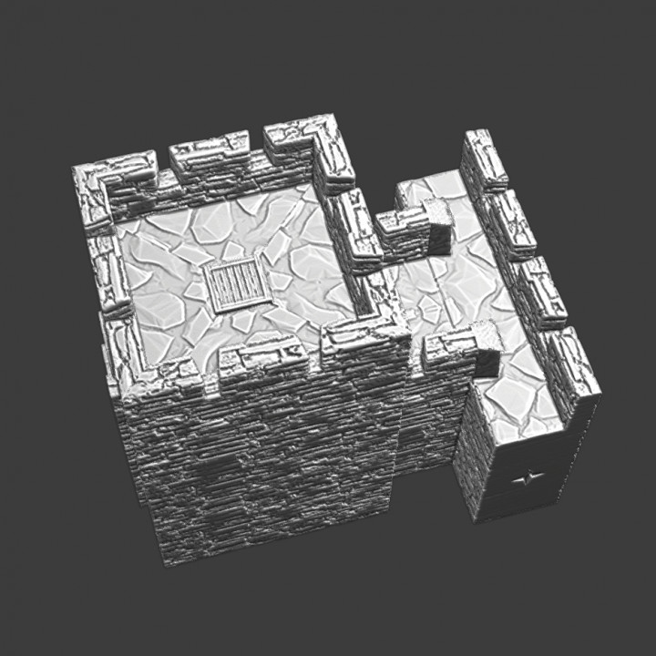 T-pieces with tower, to make internal areas - Modular castle System