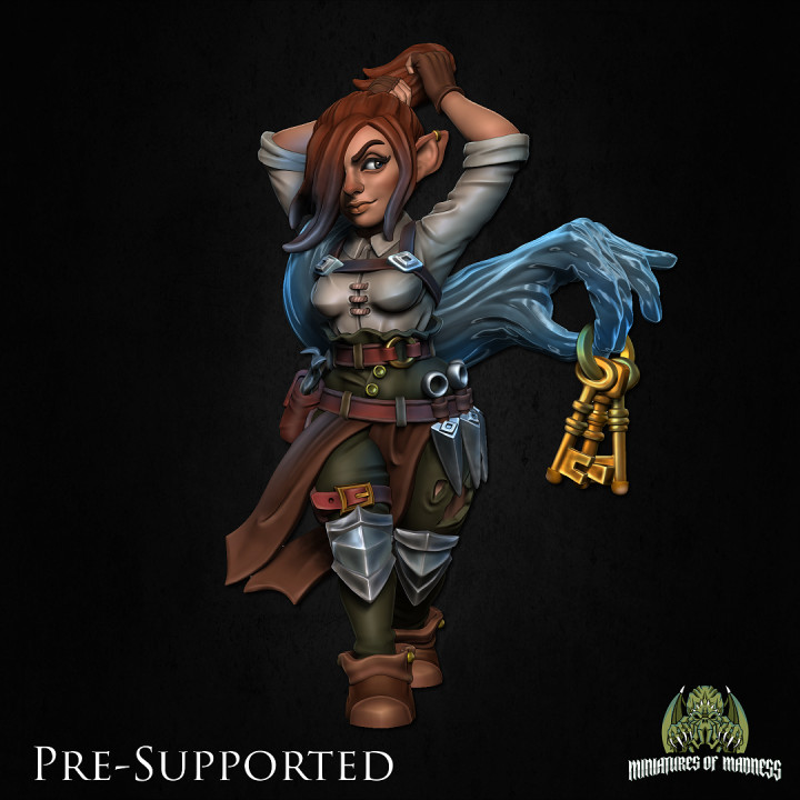 Meena Mocklaw, The Trickster [PRE-SUPPORTED] Female Gnome Rogue image