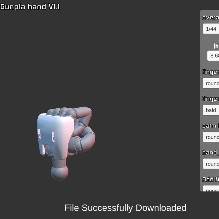 Gunpla hand generator for 3d printing