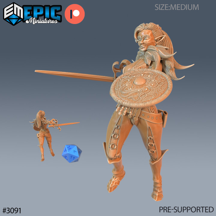 Elf Fighter Female Player Cahracter Set / Elvish  Girl /  Elven Warrior / Forest Guard / Medieval Encounter image
