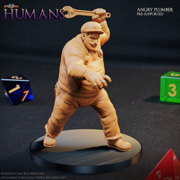 Angry Plumber Miniature - Pre-Supported