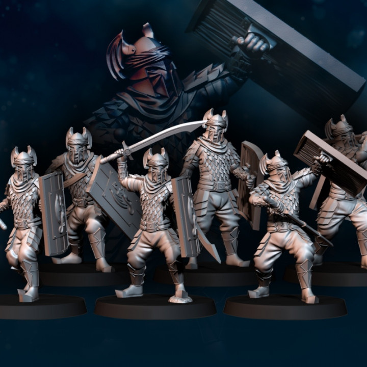 6x Dragon Army Regular Warrior with Sword and Shield | Dragon Army | Fantasy image