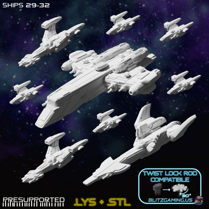 9 Starships & Terrain Bundle - Brave Sun Starship Miniatures Game image