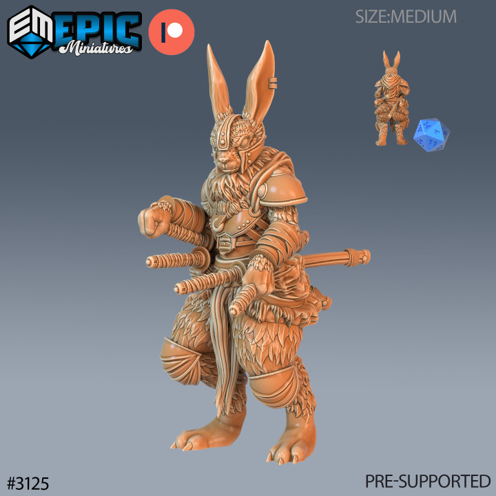 Rabbit Folk Blade Master / Bunny Warrior / Rodent Fighter / Wild Animal Humanoid / Hare Army image