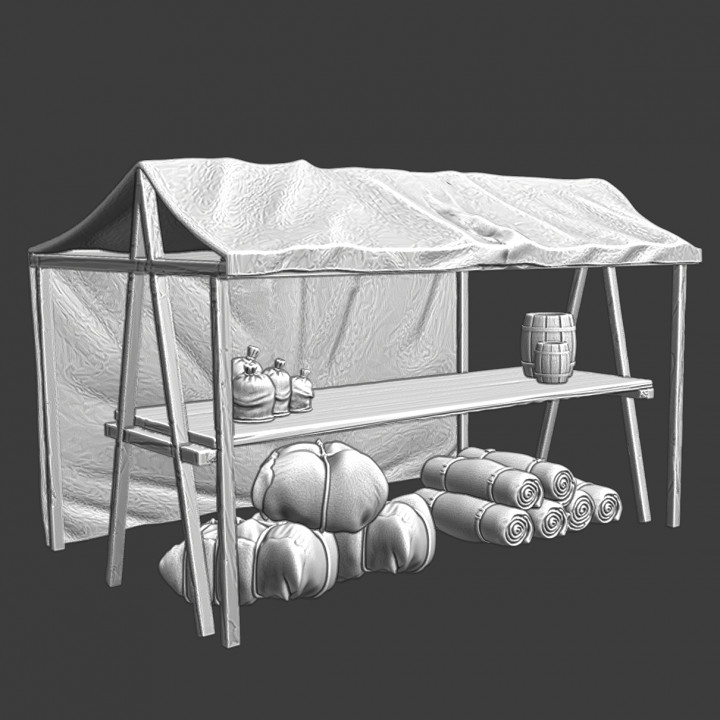 3D Printable Medieval merchants market stand by Northern Crusades ...