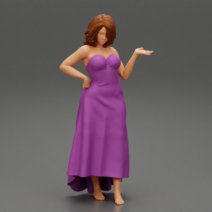 Beautiful Woman Pose in Studio in Classic Dress image