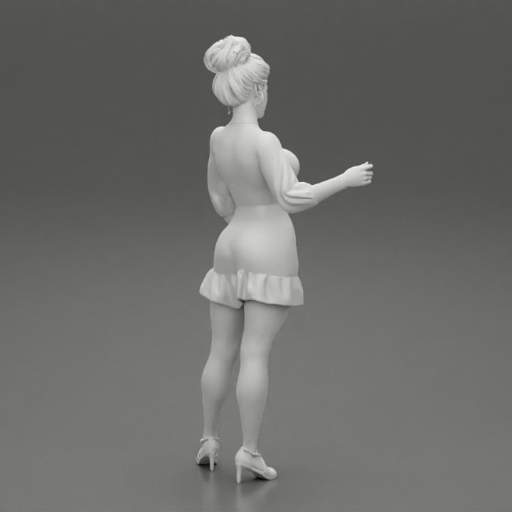 Young Woman Posing In Short Skirt And heels
