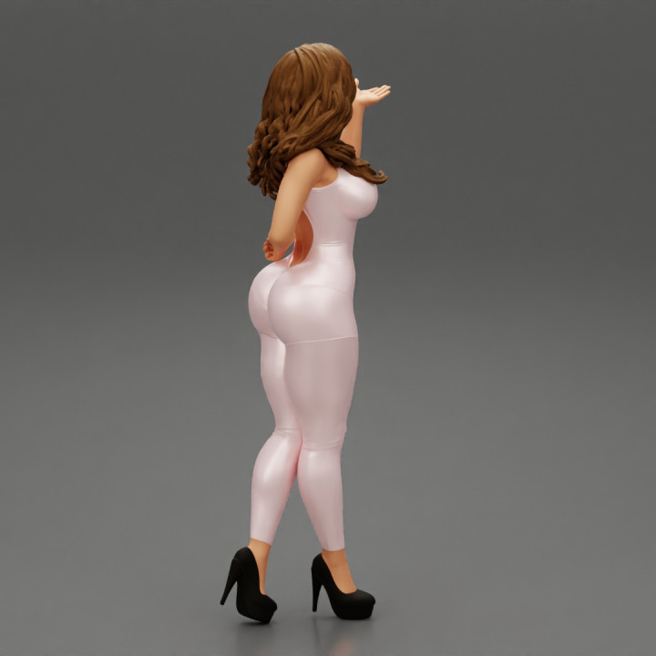 Young Woman With Perfect Body Wearing Bodysuit and high heels image