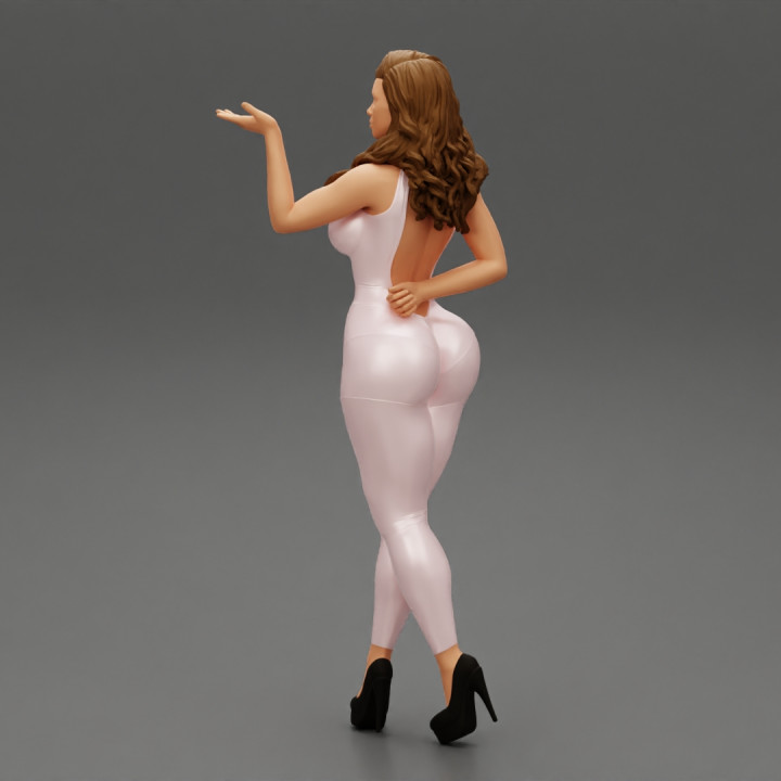 Young Woman With Perfect Body Wearing Bodysuit and high heels image