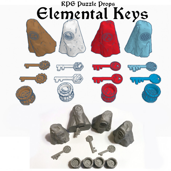 RPG/D&D Puzzle Props - Elemental Keys