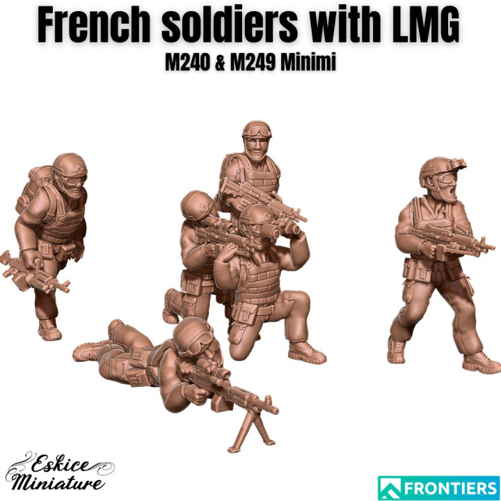 Modern French with LMG (minimi & m240) - 28mm image