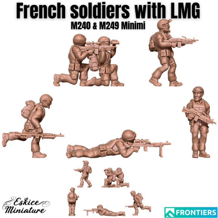 Modern French with LMG (minimi & m240) - 28mm image