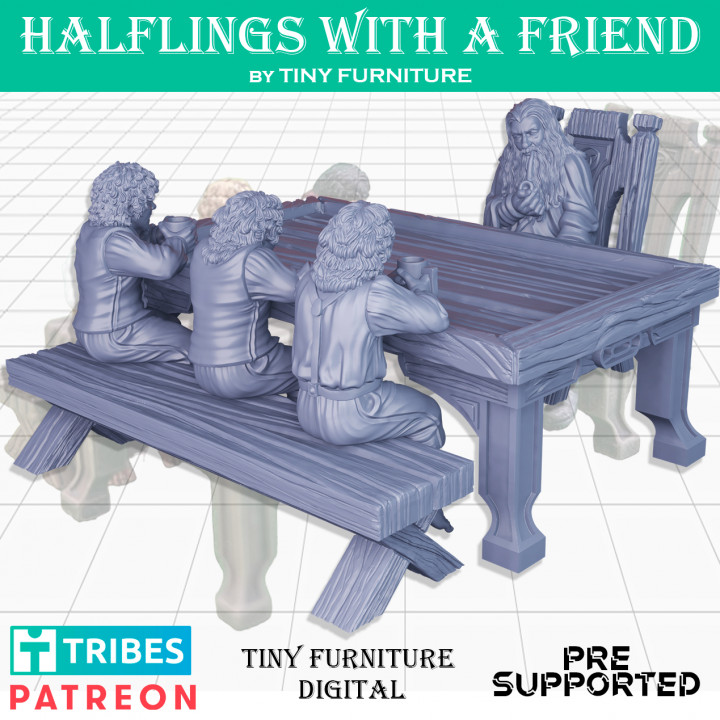 Halflings with a friend (SITTING FOLKS) image