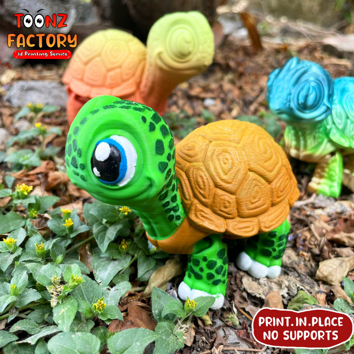 3d printable cute flexi turtle articulated by toonz factory