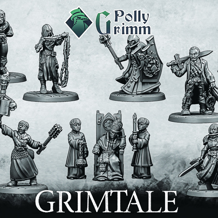 Grimtale. Inquisition set. Tabletop miniature. Pope and acolytes image