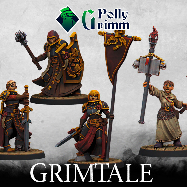 Grimtale. Inquisition set. Tabletop miniature. Holy sisters. Paladin standard-bearer image