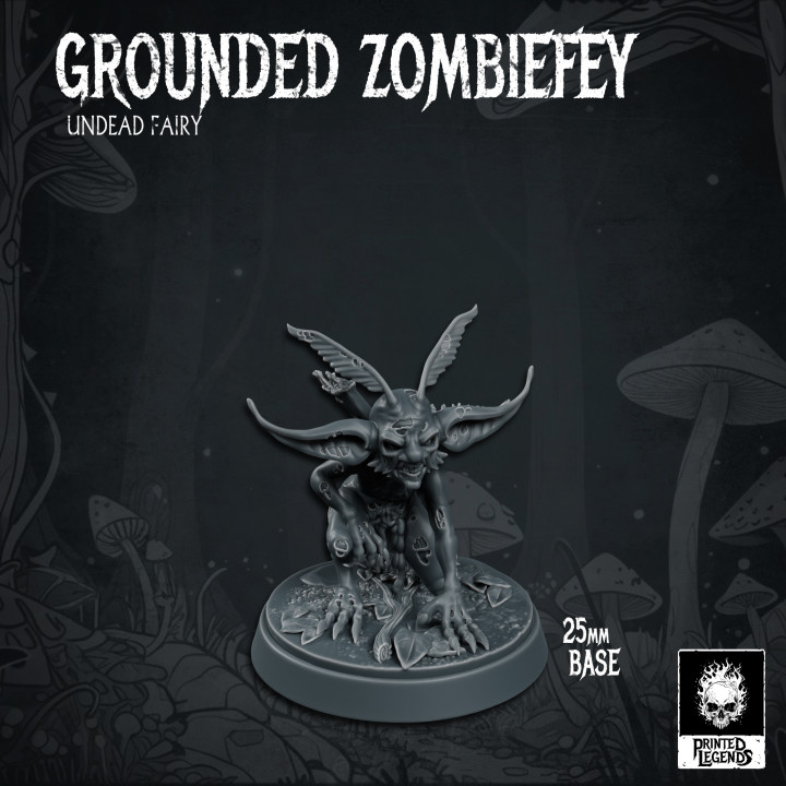 Undead Grounded Zombiefey x4 (25mm Bases)