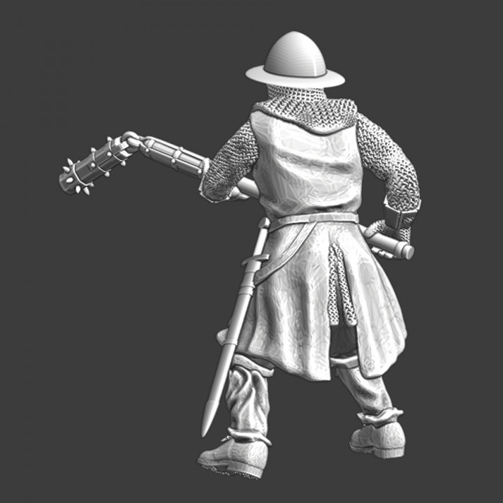 Medieval footsoldier with mazzofrusto flail