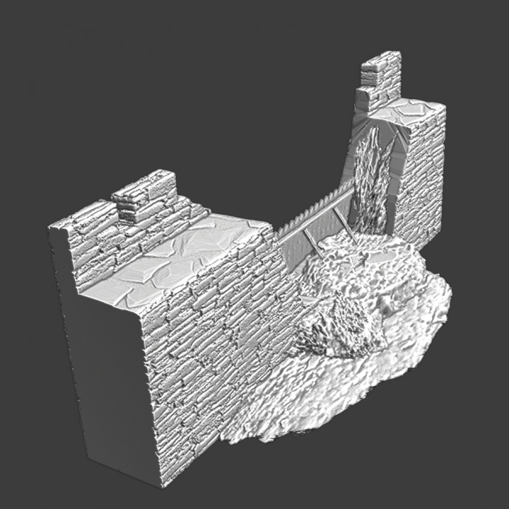 Destroyed and defended wall section