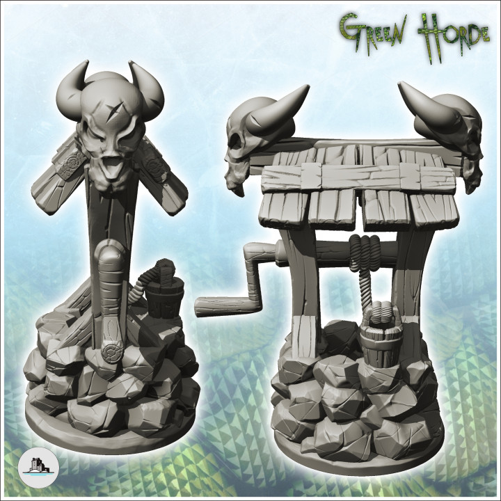Skull chaos well with stone wall (14) - Ork Green Horde Fantasy Beast Chaos Demon Ogre image