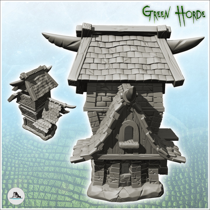 Chaos building with annex and entrance under canopy (1) - Ork Green Horde Fantasy Beast Chaos Demon Ogre image
