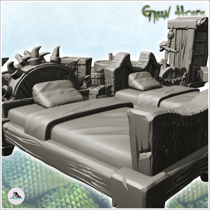 Chaos interior furniture set with beds and trophy (16) - Ork Green Horde Fantasy Beast Chaos Demon Ogre image