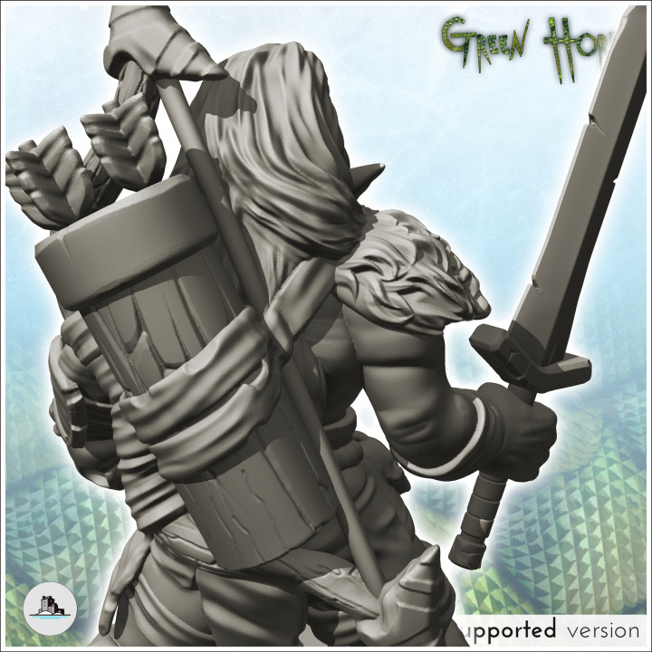 Orc warrior in armor with swords (1) - Ork Green Horde Fantasy Beast Chaos Demon Ogre