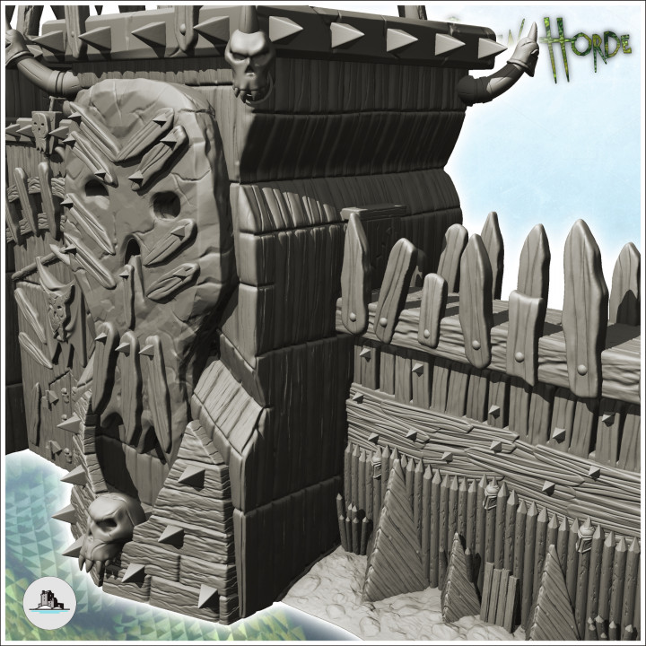 Great orc wall with shooting platforms and wooden battlements (2) - Ork Green Horde Fantasy Beast Chaos Demon Ogre image