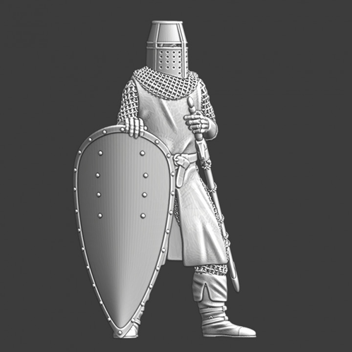 Medieval knight resting, hand on sword image