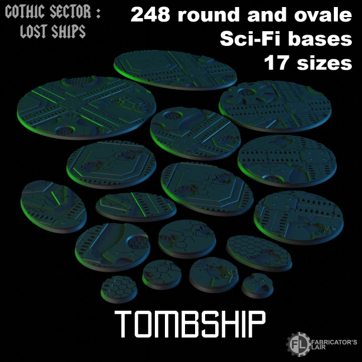 Tombship - 248 ROUND AND OVALE SCI-FI BASES 17 SIZES image