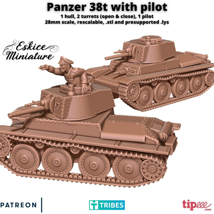 Panzer 38t with pilot - 28mm