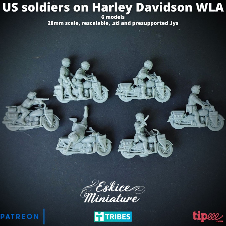 US soldiers on Harley Davidson WLA - 28mm