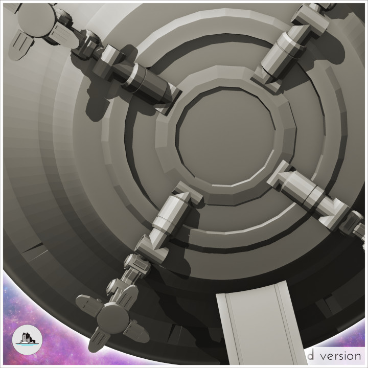 Alien flying saucer on legs with open access ramp (4) - Future Sci-Fi SF Post apocalyptic Tabletop Scifi Wargaming Planetary exploration RPG Terrain