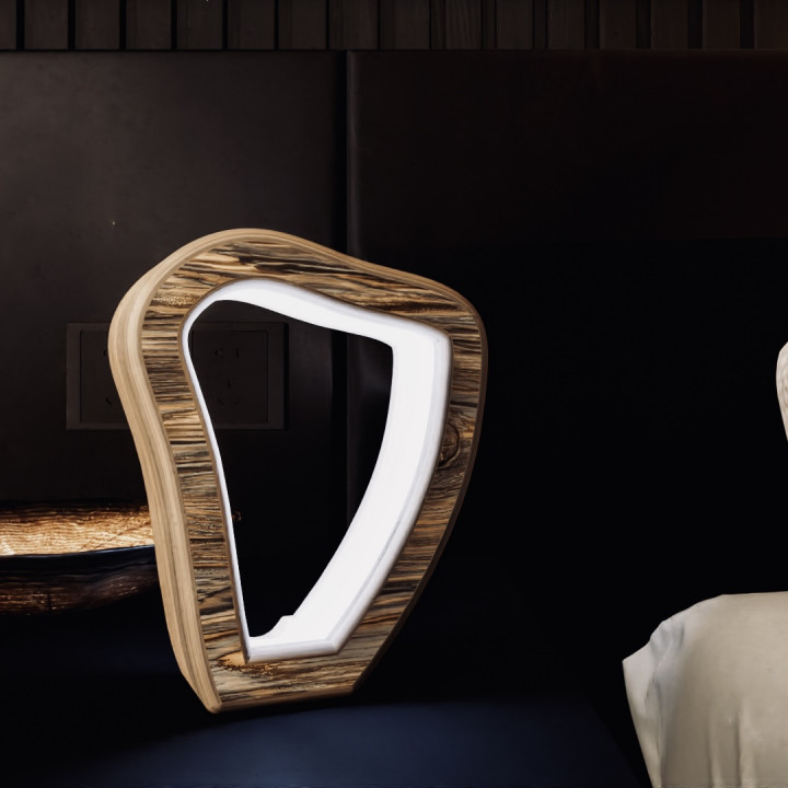 Modern Wooden Desk and Table Lamp