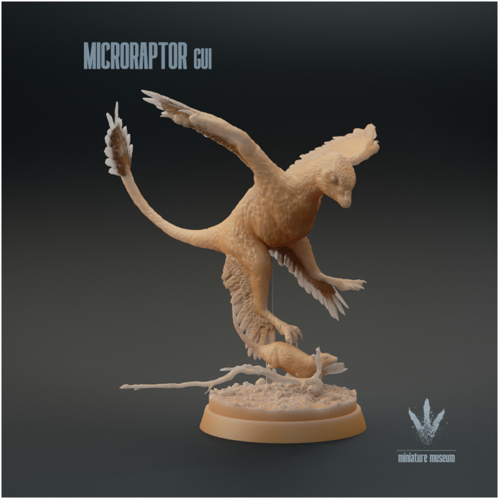 3d Printable Microraptor Gui Hunting A Prehistoric Mammal Eomaia By