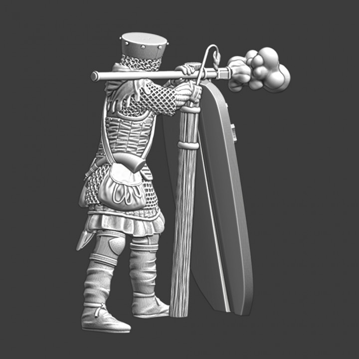 Medieval Handgunner firing - behind parvice image