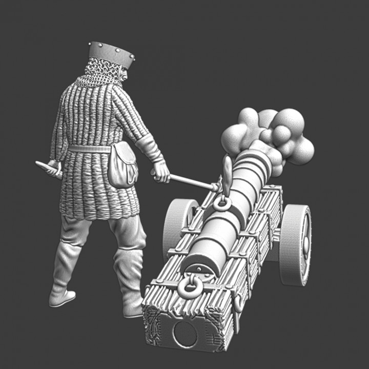 Medieval cannon/bombard firing image
