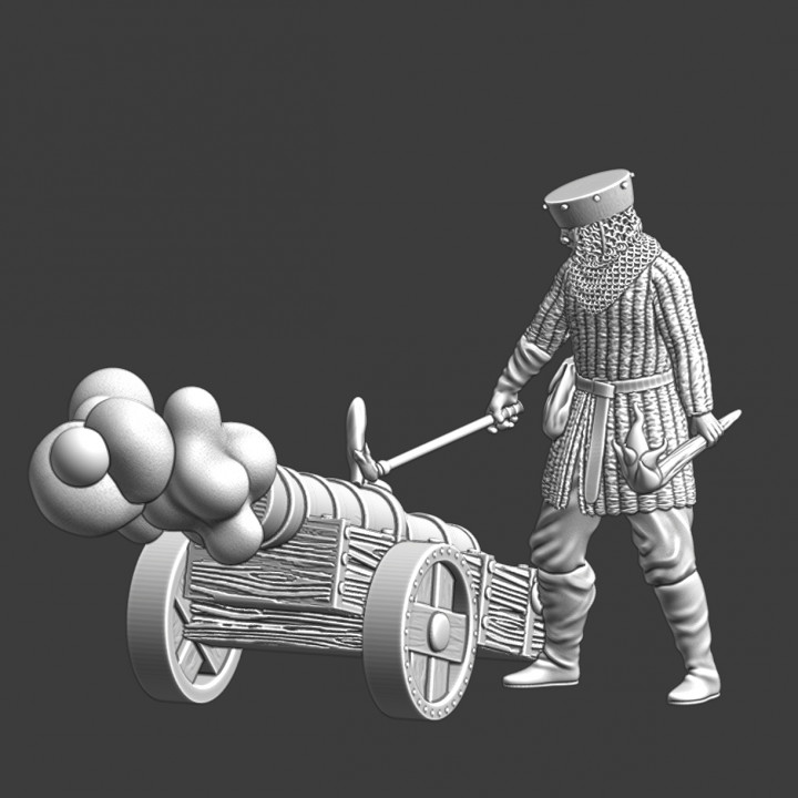 Medieval cannon/bombard firing image