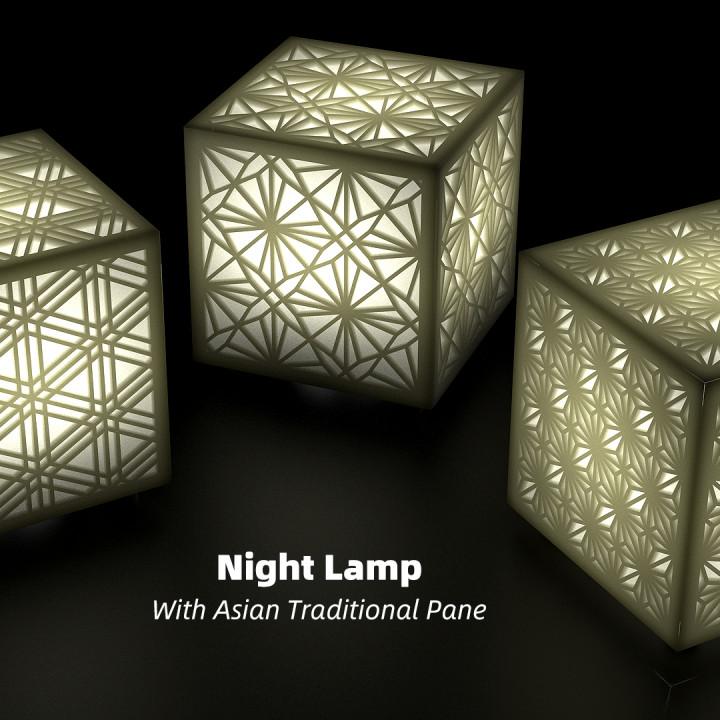 Night Lamp With Asian Traditional Pane image