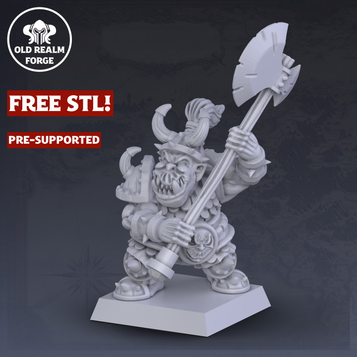 FREE STL! Orc with Great Weapon PRESUPPORTED image