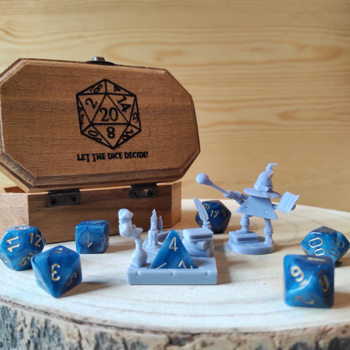 Dice Keepers - D4 Wizard miniature & polyhedral dice stand image