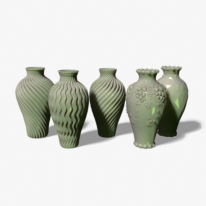 Set of five vases